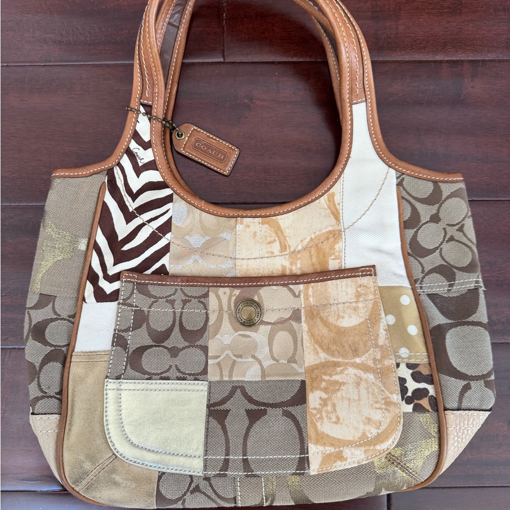 Coach Patchwork Tote Bag - Brown and Tan